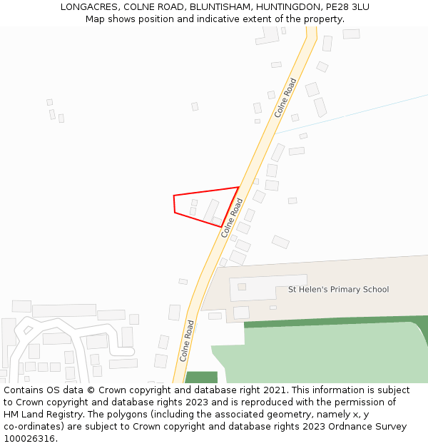 LONGACRES, COLNE ROAD, BLUNTISHAM, HUNTINGDON, PE28 3LU: Location map and indicative extent of plot