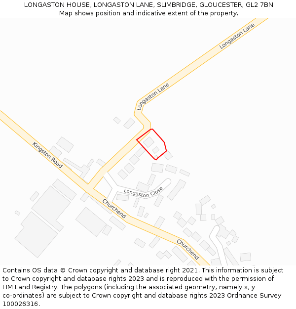 LONGASTON HOUSE, LONGASTON LANE, SLIMBRIDGE, GLOUCESTER, GL2 7BN: Location map and indicative extent of plot