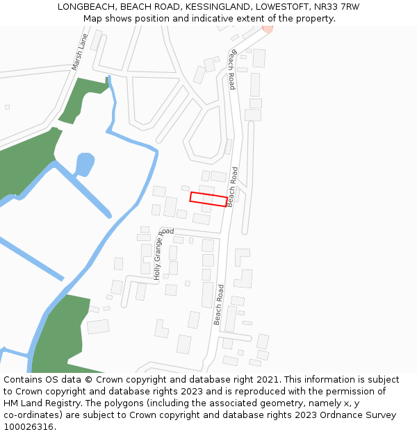 LONGBEACH, BEACH ROAD, KESSINGLAND, LOWESTOFT, NR33 7RW: Location map and indicative extent of plot