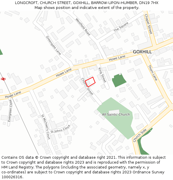 LONGCROFT, CHURCH STREET, GOXHILL, BARROW-UPON-HUMBER, DN19 7HX: Location map and indicative extent of plot