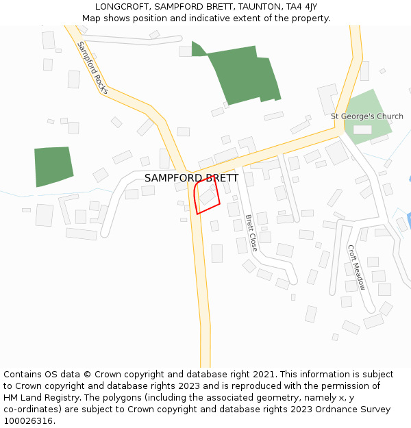 LONGCROFT, SAMPFORD BRETT, TAUNTON, TA4 4JY: Location map and indicative extent of plot