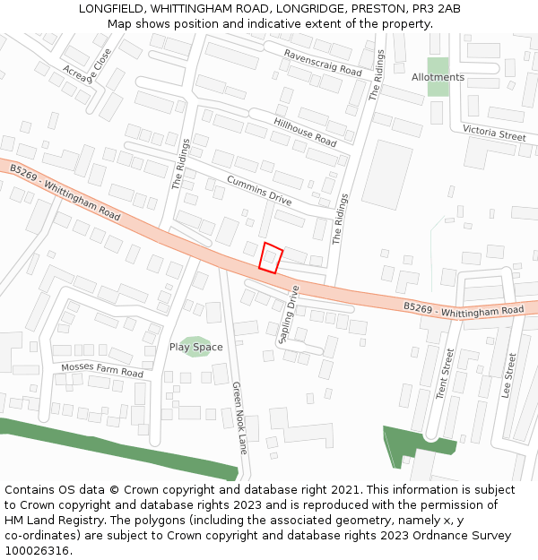 LONGFIELD, WHITTINGHAM ROAD, LONGRIDGE, PRESTON, PR3 2AB: Location map and indicative extent of plot