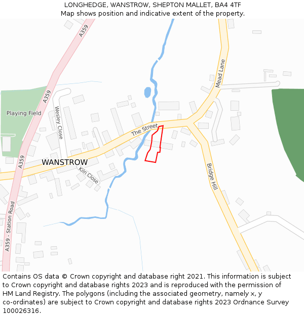 LONGHEDGE, WANSTROW, SHEPTON MALLET, BA4 4TF: Location map and indicative extent of plot