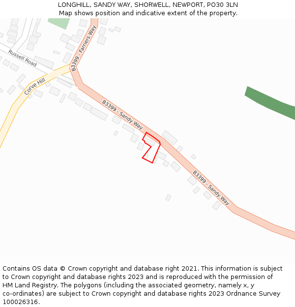 LONGHILL, SANDY WAY, SHORWELL, NEWPORT, PO30 3LN: Location map and indicative extent of plot