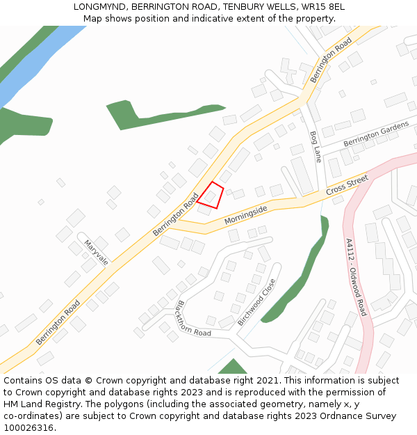 LONGMYND, BERRINGTON ROAD, TENBURY WELLS, WR15 8EL: Location map and indicative extent of plot