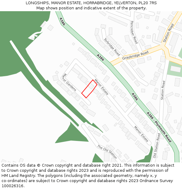 LONGSHIPS, MANOR ESTATE, HORRABRIDGE, YELVERTON, PL20 7RS: Location map and indicative extent of plot