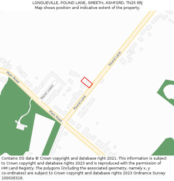 LONGUEVILLE, POUND LANE, SMEETH, ASHFORD, TN25 6RJ: Location map and indicative extent of plot