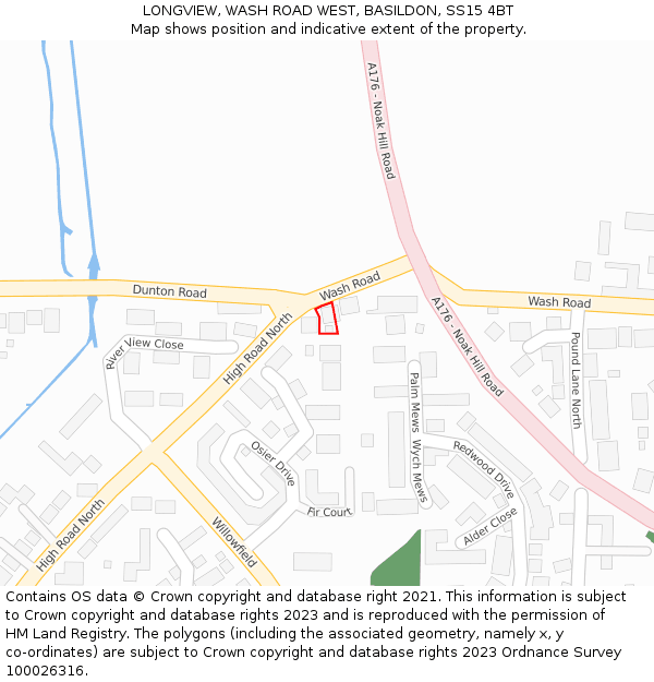 LONGVIEW, WASH ROAD WEST, BASILDON, SS15 4BT: Location map and indicative extent of plot