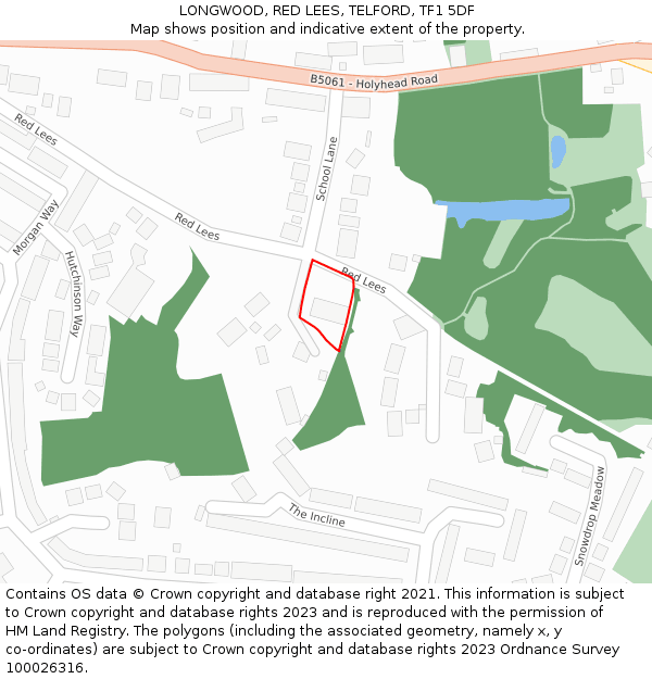 LONGWOOD, RED LEES, TELFORD, TF1 5DF: Location map and indicative extent of plot