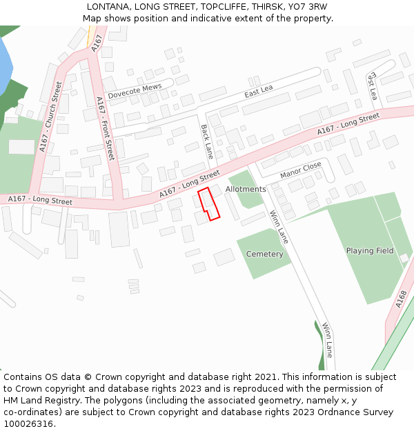 LONTANA, LONG STREET, TOPCLIFFE, THIRSK, YO7 3RW: Location map and indicative extent of plot