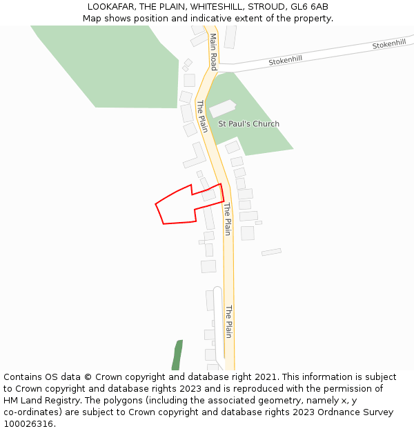 LOOKAFAR, THE PLAIN, WHITESHILL, STROUD, GL6 6AB: Location map and indicative extent of plot