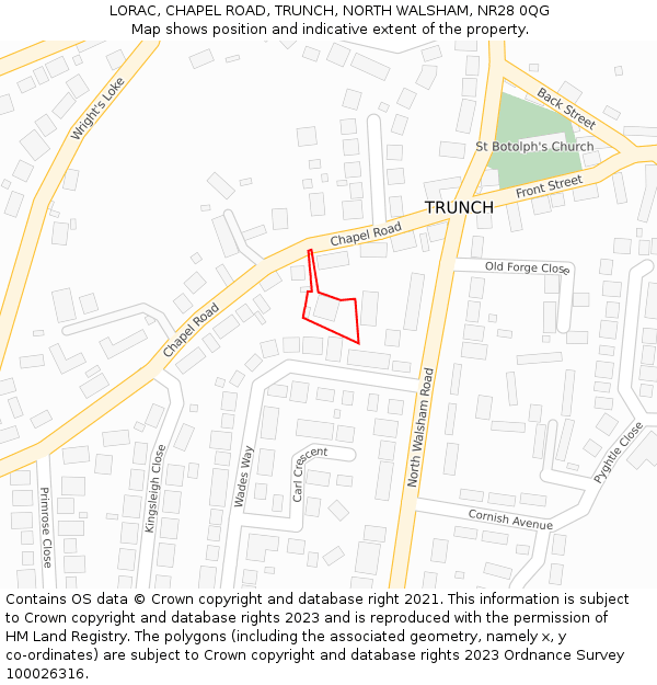 LORAC, CHAPEL ROAD, TRUNCH, NORTH WALSHAM, NR28 0QG: Location map and indicative extent of plot