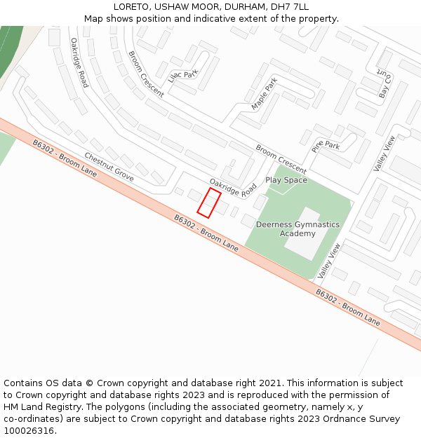 LORETO, USHAW MOOR, DURHAM, DH7 7LL: Location map and indicative extent of plot