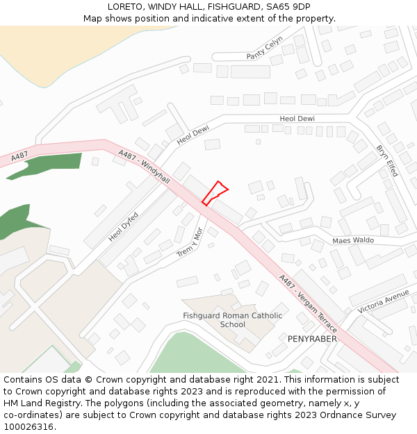 LORETO, WINDY HALL, FISHGUARD, SA65 9DP: Location map and indicative extent of plot