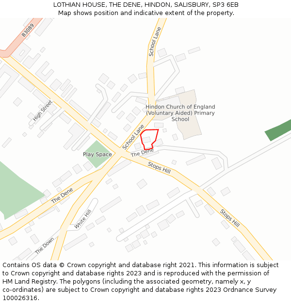 LOTHIAN HOUSE, THE DENE, HINDON, SALISBURY, SP3 6EB: Location map and indicative extent of plot