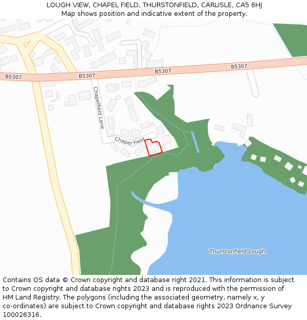 LOUGH VIEW, CHAPEL FIELD, THURSTONFIELD, CARLISLE, CA5 6HJ: Location map and indicative extent of plot