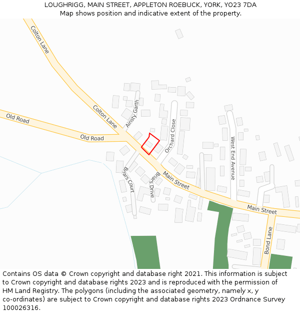 LOUGHRIGG, MAIN STREET, APPLETON ROEBUCK, YORK, YO23 7DA: Location map and indicative extent of plot