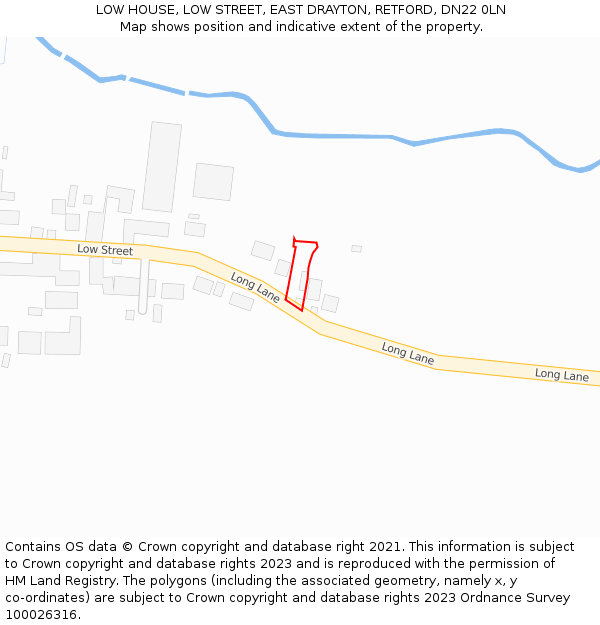 LOW HOUSE, LOW STREET, EAST DRAYTON, RETFORD, DN22 0LN: Location map and indicative extent of plot