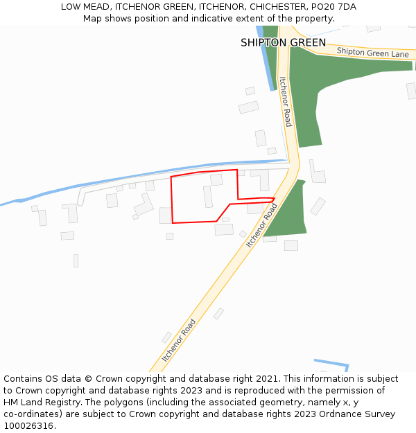 LOW MEAD, ITCHENOR GREEN, ITCHENOR, CHICHESTER, PO20 7DA: Location map and indicative extent of plot