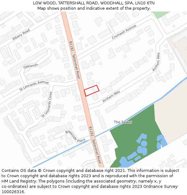 LOW WOOD, TATTERSHALL ROAD, WOODHALL SPA, LN10 6TN: Location map and indicative extent of plot