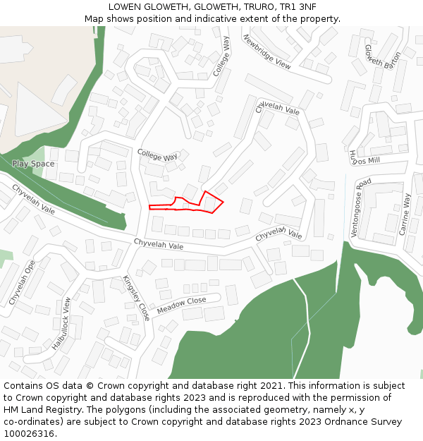 LOWEN GLOWETH, GLOWETH, TRURO, TR1 3NF: Location map and indicative extent of plot