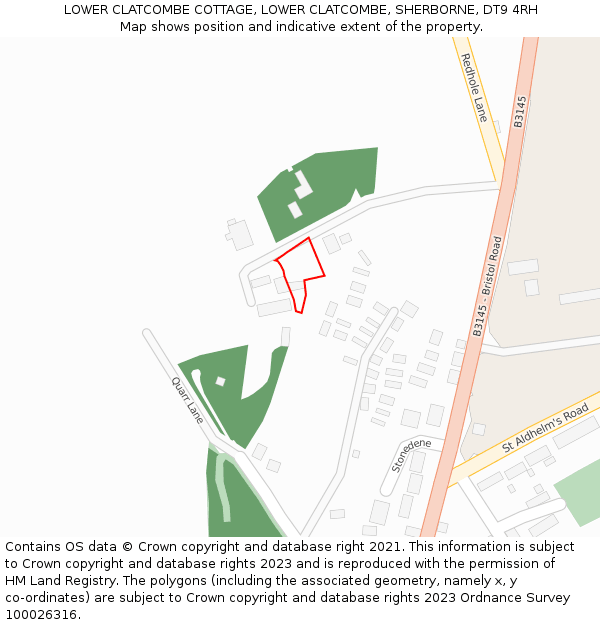 LOWER CLATCOMBE COTTAGE, LOWER CLATCOMBE, SHERBORNE, DT9 4RH: Location map and indicative extent of plot