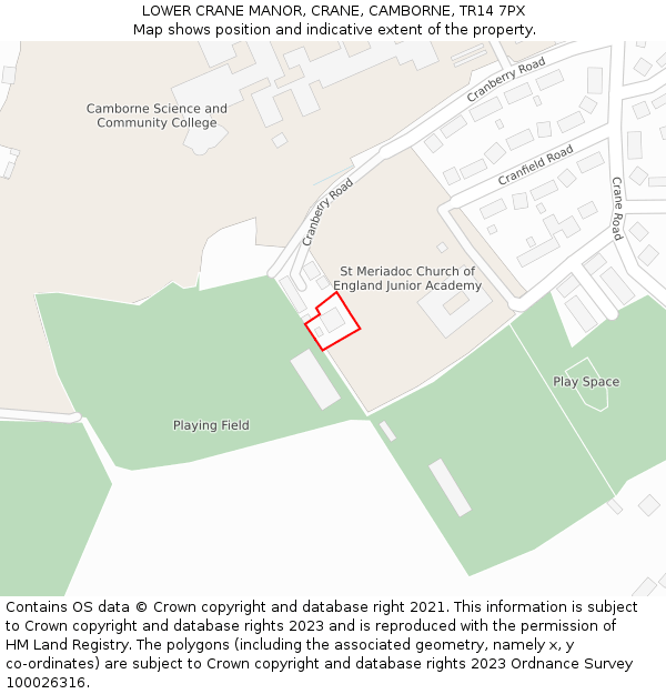 LOWER CRANE MANOR, CRANE, CAMBORNE, TR14 7PX: Location map and indicative extent of plot