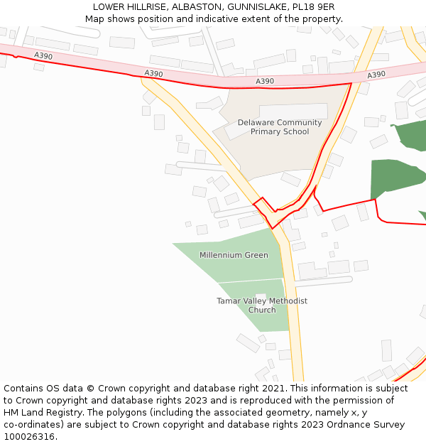 LOWER HILLRISE, ALBASTON, GUNNISLAKE, PL18 9ER: Location map and indicative extent of plot