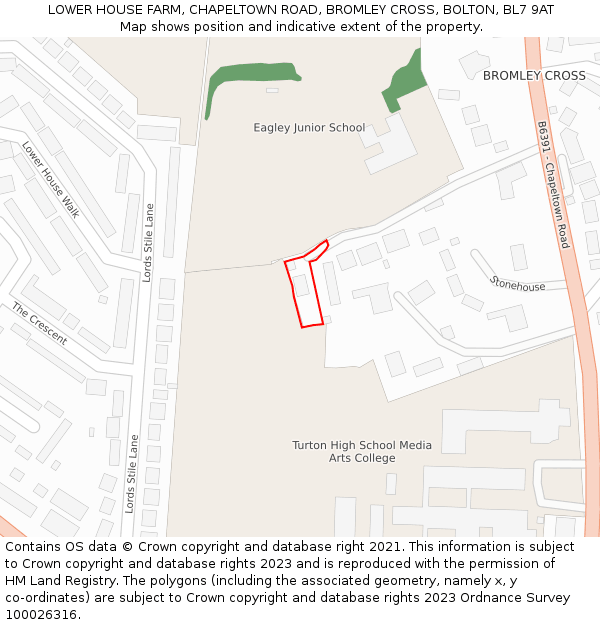 LOWER HOUSE FARM, CHAPELTOWN ROAD, BROMLEY CROSS, BOLTON, BL7 9AT: Location map and indicative extent of plot