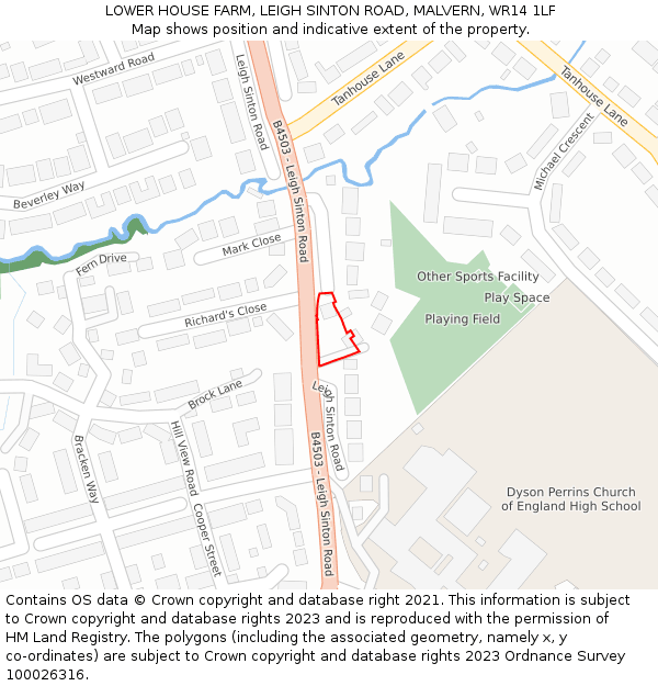 LOWER HOUSE FARM, LEIGH SINTON ROAD, MALVERN, WR14 1LF: Location map and indicative extent of plot