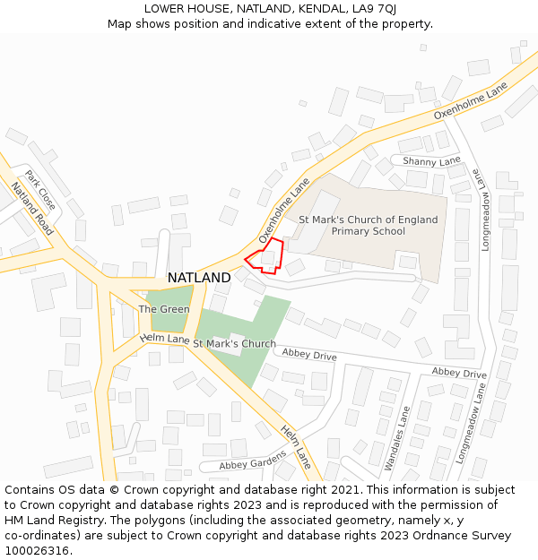 LOWER HOUSE, NATLAND, KENDAL, LA9 7QJ: Location map and indicative extent of plot