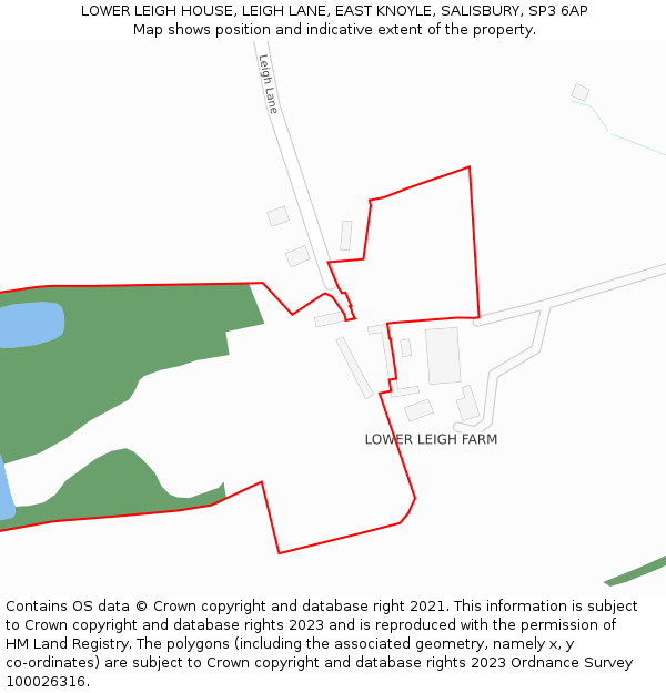 LOWER LEIGH HOUSE, LEIGH LANE, EAST KNOYLE, SALISBURY, SP3 6AP: Location map and indicative extent of plot