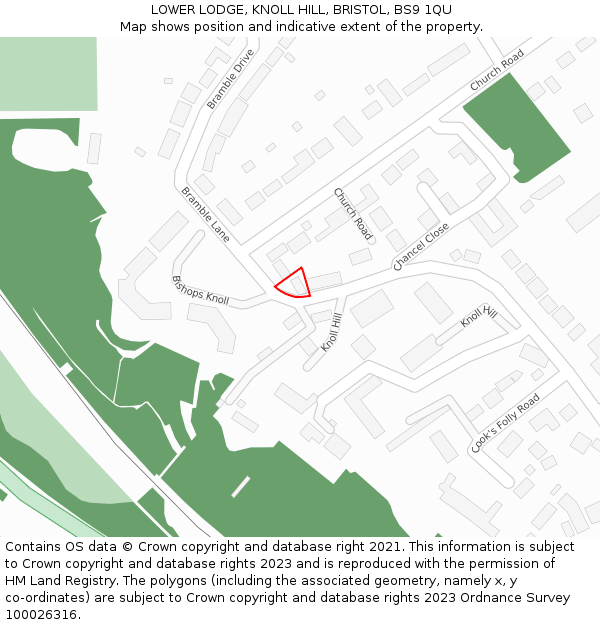 LOWER LODGE, KNOLL HILL, BRISTOL, BS9 1QU: Location map and indicative extent of plot