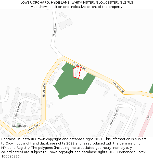 LOWER ORCHARD, HYDE LANE, WHITMINSTER, GLOUCESTER, GL2 7LS: Location map and indicative extent of plot