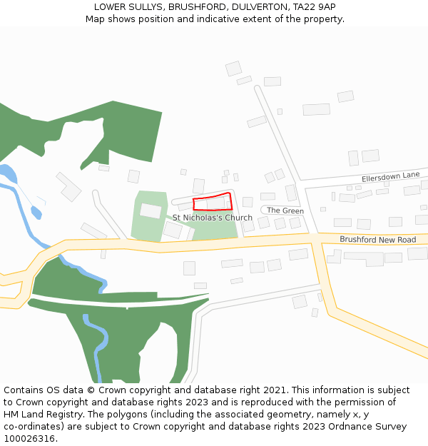 LOWER SULLYS, BRUSHFORD, DULVERTON, TA22 9AP: Location map and indicative extent of plot