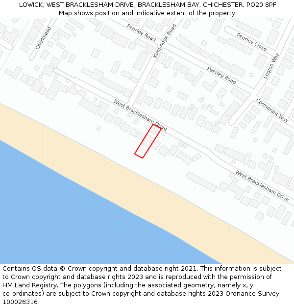 LOWICK, WEST BRACKLESHAM DRIVE, BRACKLESHAM BAY, CHICHESTER, PO20 8PF: Location map and indicative extent of plot