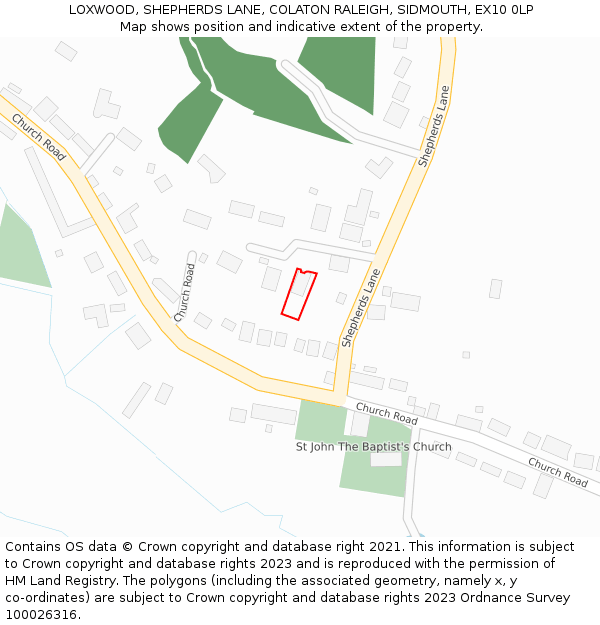 LOXWOOD, SHEPHERDS LANE, COLATON RALEIGH, SIDMOUTH, EX10 0LP: Location map and indicative extent of plot
