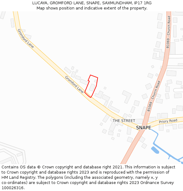 LUCAYA, GROMFORD LANE, SNAPE, SAXMUNDHAM, IP17 1RG: Location map and indicative extent of plot