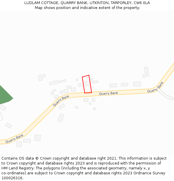 LUDLAM COTTAGE, QUARRY BANK, UTKINTON, TARPORLEY, CW6 0LA: Location map and indicative extent of plot