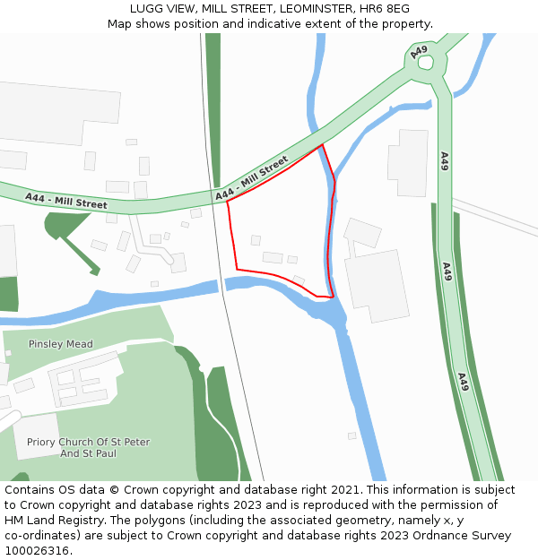 LUGG VIEW, MILL STREET, LEOMINSTER, HR6 8EG: Location map and indicative extent of plot