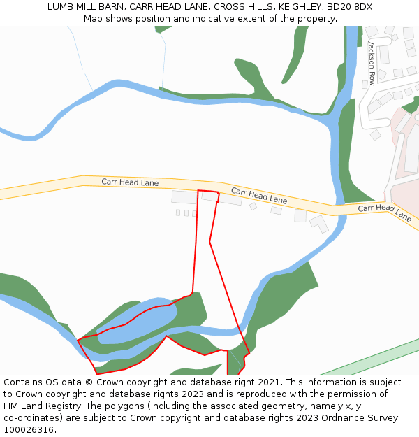LUMB MILL BARN, CARR HEAD LANE, CROSS HILLS, KEIGHLEY, BD20 8DX: Location map and indicative extent of plot
