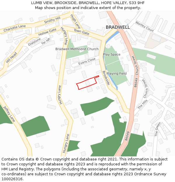 LUMB VIEW, BROOKSIDE, BRADWELL, HOPE VALLEY, S33 9HF: Location map and indicative extent of plot