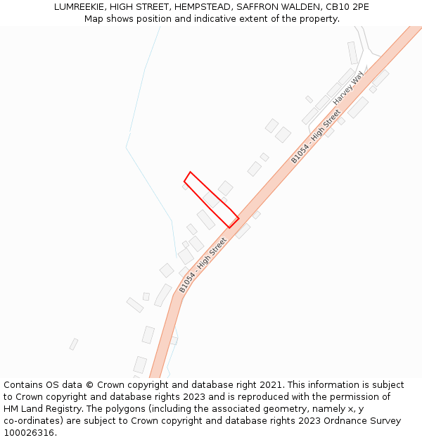 LUMREEKIE, HIGH STREET, HEMPSTEAD, SAFFRON WALDEN, CB10 2PE: Location map and indicative extent of plot