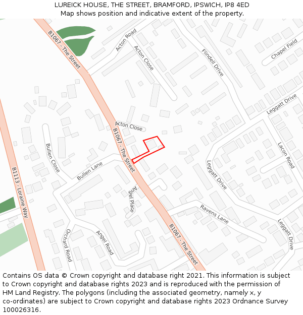 LUREICK HOUSE, THE STREET, BRAMFORD, IPSWICH, IP8 4ED: Location map and indicative extent of plot