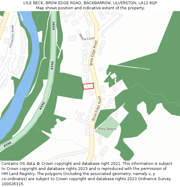 LYLE BECK, BROW EDGE ROAD, BACKBARROW, ULVERSTON, LA12 8QP: Location map and indicative extent of plot