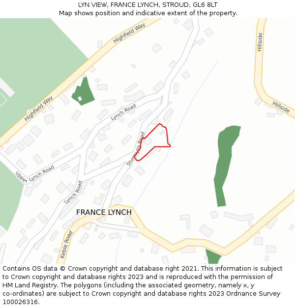 LYN VIEW, FRANCE LYNCH, STROUD, GL6 8LT: Location map and indicative extent of plot