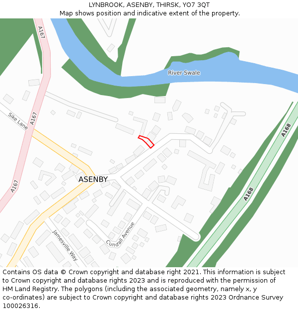 LYNBROOK, ASENBY, THIRSK, YO7 3QT: Location map and indicative extent of plot