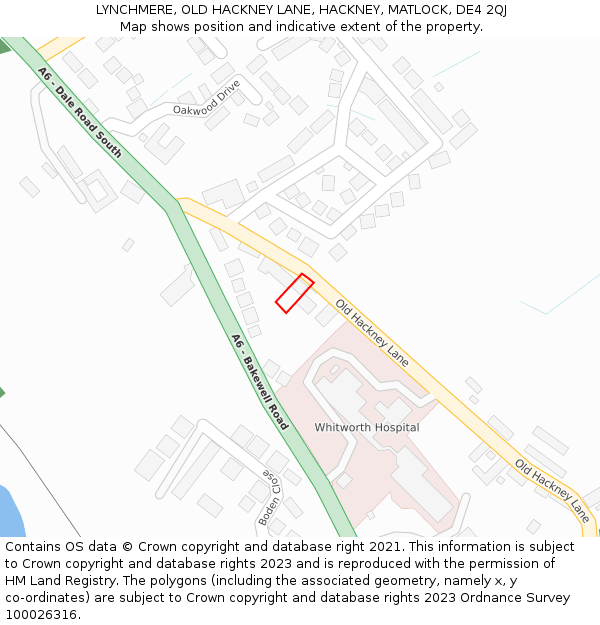 LYNCHMERE, OLD HACKNEY LANE, HACKNEY, MATLOCK, DE4 2QJ: Location map and indicative extent of plot