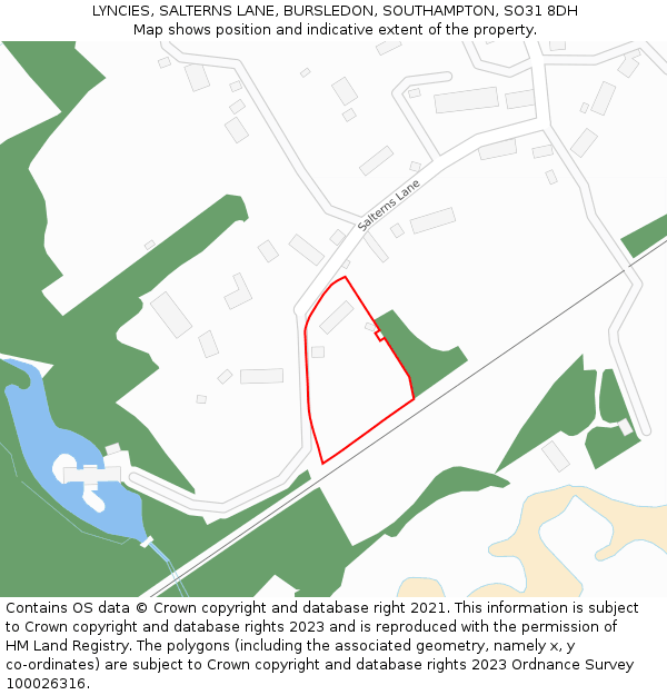 LYNCIES, SALTERNS LANE, BURSLEDON, SOUTHAMPTON, SO31 8DH: Location map and indicative extent of plot