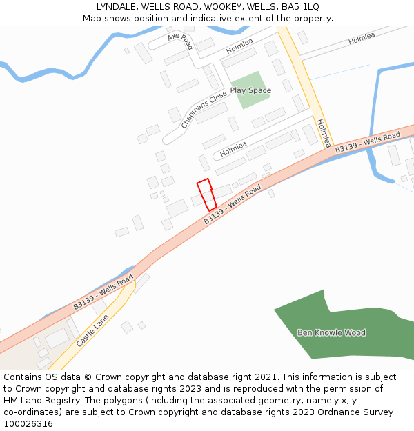 LYNDALE, WELLS ROAD, WOOKEY, WELLS, BA5 1LQ: Location map and indicative extent of plot